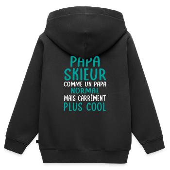 J'ai un papa skieur plus cool - Sweat Premium à capuche zippé enfant bio - noir - Dos - AI Model Kid Male (0cm)