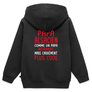 J'ai un papa Alsacien plus cool - Sweat Premium à capuche zippé enfant bio - noir - Dos - AI Model Kid Male (0cm)