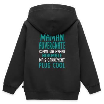 J'ai une maman Auvergnate plus cool - Sweat Premium à capuche zippé enfant bio - noir - Dos - AI Model Kid Male (0cm)