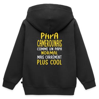 J'ai un papa Camerounais plus cool - Sweat Premium à capuche zippé enfant bio - noir - Dos - AI Model Kid Male (0cm)