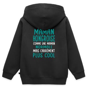 J'ai une maman Hongroise plus cool - Sweat Premium à capuche zippé enfant bio - noir - Dos - AI Model Kid Male (0cm)