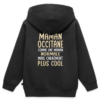 J'ai une maman Occitane plus cool - Sweat Premium à capuche zippé enfant bio - noir - Dos - AI Model Kid Male (0cm)