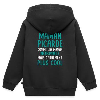 J'ai une maman Picarde plus cool - Sweat Premium à capuche zippé enfant bio - noir - Dos - AI Model Kid Male (0cm)