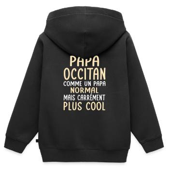 J'ai un papa Occitan plus cool - Sweat Premium à capuche zippé enfant bio - noir - Dos - AI Model Kid Male (0cm)