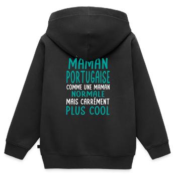 J'ai une maman Portugaise plus cool - Sweat Premium à capuche zippé enfant bio - noir - Dos - AI Model Kid Male (0cm)