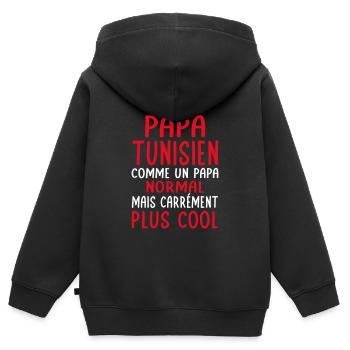 J'ai un papa Tunisien plus cool - Sweat Premium à capuche zippé enfant bio - noir - Dos - AI Model Kid Male (0cm)