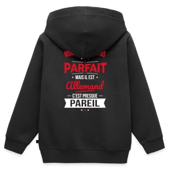 Mon papa n'est pas parfait - Allemand - Sweat Premium à capuche zippé enfant bio - noir - Dos - AI Model Kid Male (0cm)