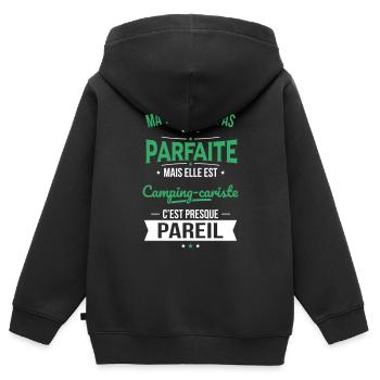 Ma tata n'est pas parfaite - Camping-cariste - Sweat Premium à capuche zippé enfant bio - noir - Dos - AI Model Kid Male (0cm)