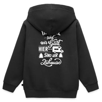 Im Hotel sind wir Gast, hier sind wir Zuhause - Kinder Premium Organic Zip Hoodie - Schwarz - Hinten - AI Model Kid Male (0cm)