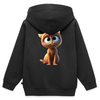 Bella la chatte de la maison - Sweat Premium à capuche zippé enfant bio - noir - Dos - AI Model Kid Male (0cm)