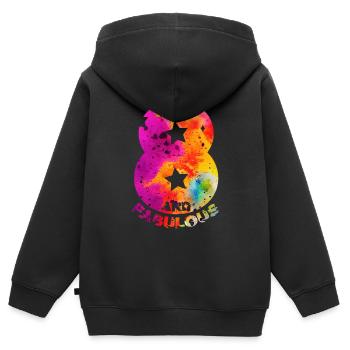 8ÈME ANNIVERSAIRE LICORNE 8 ET FABULEUX - Sweat Premium à capuche zippé enfant bio - noir - Dos - AI Model Kid Male (0cm)