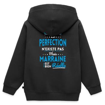 La Perfection n'existe pas Marraine est Réelle - Sweat Premium à capuche zippé enfant bio - noir - Dos - AI Model Kid Male (0cm)