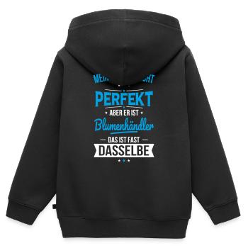 Mein Papa ist nicht perfekt - Blumenhändler - Kinder Premium Organic Zip Hoodie - Schwarz - Hinten - AI Model Kid Male (0cm)