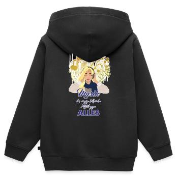 ProllyPolly sagt: Musik - Kinder Premium Organic Zip Hoodie - Schwarz - Hinten - AI Model Kid Male (0cm)