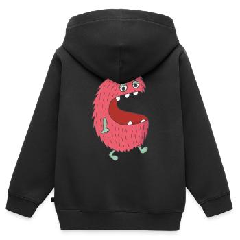 Monstre affamé - Sweat Premium à capuche zippé enfant bio - noir - Dos - AI Model Kid Male (0cm)