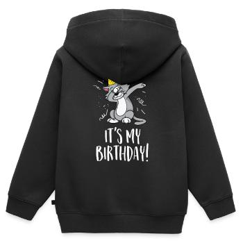 It's my birthday - Birthday and party cat - Kids Premium Organic Zip-up Hoodie - black - Back - AI Model Kid Male (0cm)