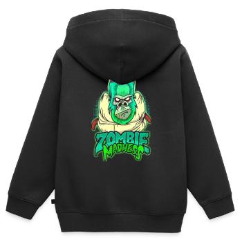 Zombie Gorilla - Sweat Premium à capuche zippé enfant bio - noir - Dos - AI Model Kid Male (0cm)