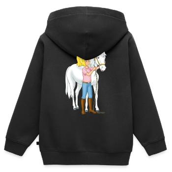Bibi und Tina Bibi legt Sabrina das Halfter an - Kinder Premium Organic Zip Hoodie - Schwarz - Hinten - AI Model Kid Male (0cm)