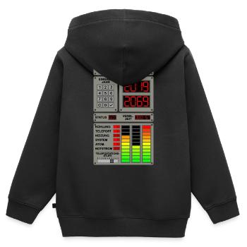 50 Jahre in der Zeit reisen - Zeitreise Computer - Kinder Premium Organic Zip Hoodie - Schwarz - Hinten - AI Model Kid Male (0cm)