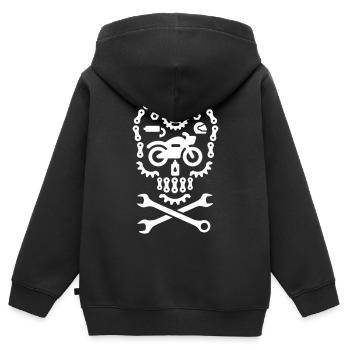 Halloween, crâne, croiseur, motard, moto, MC - Sweat Premium à capuche zippé enfant bio - noir - Dos - AI Model Kid Male (0cm)