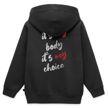 C'est mon corps, c'est mon choix - Sweat Premium à capuche zippé enfant bio - noir - Dos - AI Model Kid Male (0cm)