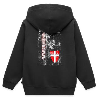 Wien - Kinder Premium Organic Zip Hoodie - Schwarz - Hinten - AI Model Kid Male (0cm)