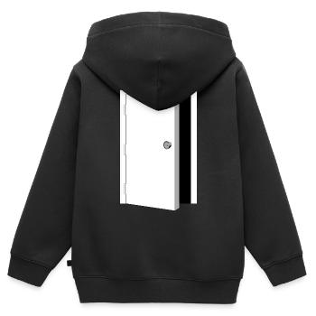 porte - Porte de coffre-fort noir-blanc - Sweat Premium à capuche zippé enfant bio - noir - Dos - AI Model Kid Male (0cm)