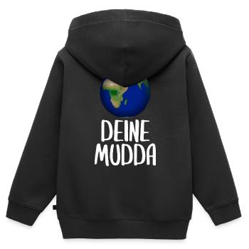 Weltkugel Schriftkunst Motiv - Kinder Premium Organic Zip Hoodie - Schwarz - Hinten - AI Model Kid Male (0cm)