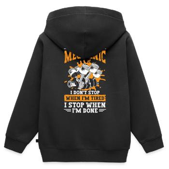 Mécanicien Artisan Réparation - Sweat Premium à capuche zippé enfant bio - noir - Dos - AI Model Kid Male (0cm)
