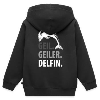 Delfin Delfine Meeressäuger - Kinder Premium Organic Zip Hoodie - Schwarz - Hinten - AI Model Kid Male (0cm)