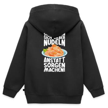 Statt Sorgen Nudeln machen - Kinder Premium Organic Zip Hoodie - Schwarz - Hinten - AI Model Kid Male (0cm)