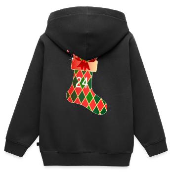 24 décembre Chaussette - Sweat Premium à capuche zippé enfant bio - noir - Dos - AI Model Kid Male (0cm)