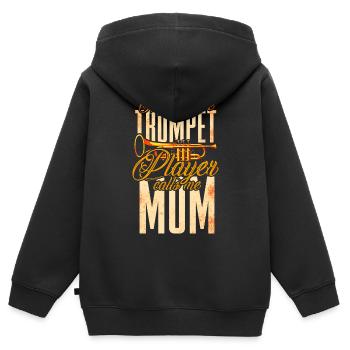 Trompette Mère Cuivres Musique - Sweat Premium à capuche zippé enfant bio - noir - Dos - AI Model Kid Male (0cm)