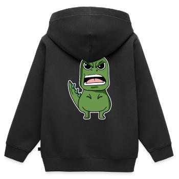 Dino en colère - Sweat Premium à capuche zippé enfant bio - noir - Dos - AI Model Kid Male (0cm)