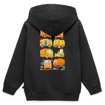 Enfants Camions à ordures Camion à ordures Orange Sweeper - Sweat Premium à capuche zippé enfant bio - noir - Dos - AI Model Kid Male (0cm)