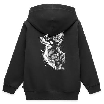 Divine Grace: The Chihuahua in White - Kids Premium Organic Zip-up Hoodie - black - Back - AI Model Kid Male (0cm)