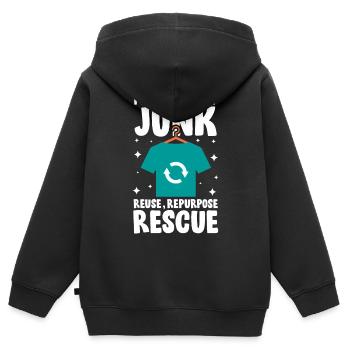For The Love Of Junk Reuse Repurpose Rescue für - Kinder Premium Organic Zip Hoodie - Schwarz - Hinten - AI Model Kid Male (0cm)