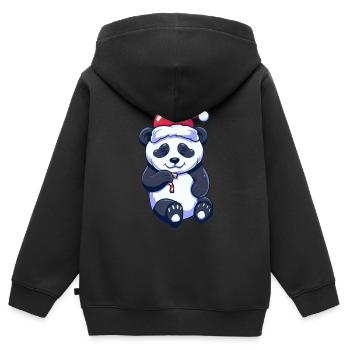Süßer Panda mit Weihnachtsmütze - Kinder Premium Organic Zip Hoodie - Schwarz - Hinten - AI Model Kid Male (0cm)