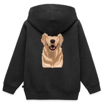 Golden Retriever - Kids Premium Organic Zip-up Hoodie - black - Back - AI Model Kid Male (0cm)