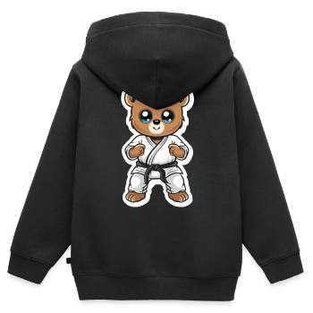 Teddy Bear Self Defense - Kids Premium Organic Zip-up Hoodie - black - Back - AI Model Kid Male (0cm)