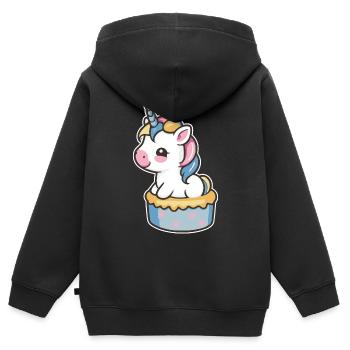 Einhorn Torte - Kinder Premium Organic Zip Hoodie - Schwarz - Hinten - AI Model Kid Male (0cm)