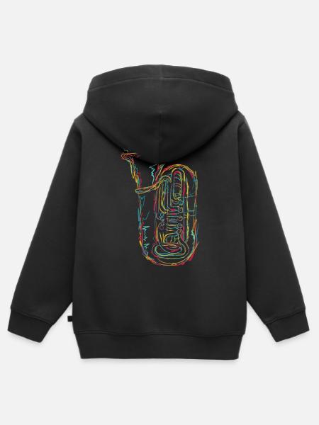 Tuba Skizze - Kinder Premium Organic Zip Hoodie - Schwarz
