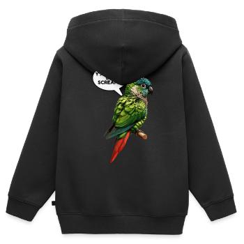Grünwangiges Conure-Meme - Kinder Premium Organic Zip Hoodie - Schwarz - Hinten - AI Model Kid Male (0cm)