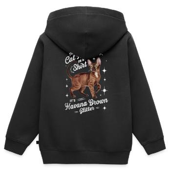 Katze Havanna Braun Geschenk - Kinder Premium Organic Zip Hoodie - Schwarz - Hinten - AI Model Kid Male (0cm)