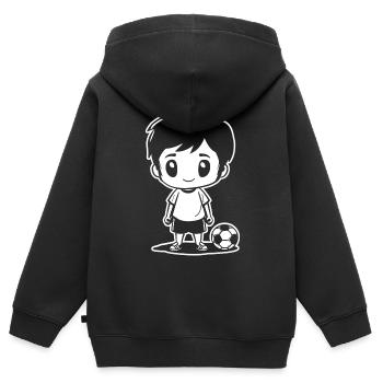 Fußball Junge Zeichnung - Kinder Premium Organic Zip Hoodie - Schwarz - Hinten - AI Model Kid Male (0cm)