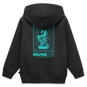 Neon-Statue im Cyberraum - Kinder Premium Organic Zip Hoodie - Schwarz - Hinten - AI Model Kid Male (0cm)