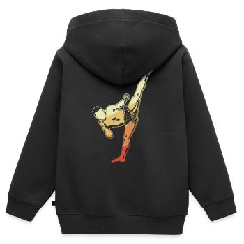 Kickboxer Vintage Look - Sweat Premium à capuche zippé enfant bio - noir - Dos - AI Model Kid Male (0cm)