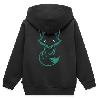 Renard mystique en turquoise - Sweat Premium à capuche zippé enfant bio - noir - Dos - AI Model Kid Male (0cm)
