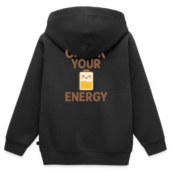 Check Your Energy – Recharge Your Energy - Kids Premium Organic Zip-up Hoodie - black - Back - AI Model Kid Male (0cm)