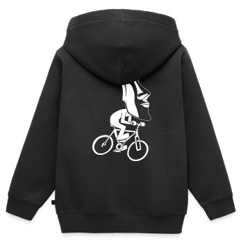 Fahrradtour zur Osterinsel (Weiß) - Kinder Premium Organic Zip Hoodie - Schwarz - Hinten - AI Model Kid Male (0cm)